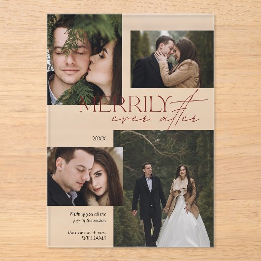 Merrily Ever beroemd gemaakt door Red Script 4 Acryl Uitnodigingen (Voorkant)