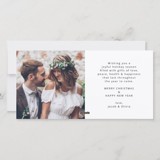 Merrily Ever Na 4 Foto Passen getrouwd 1e Kerst Feestdagenkaart (Achterkant)