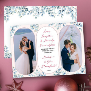 Merrily Ever Na Eucalyptus Pas getrouwd Foto Feestdagenkaart