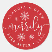 Merrily Ever Na Gepersonaliseerde Vakantie Ronde Sticker (Voorkant)