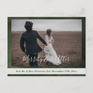 Merrily Ever Na pasgetrouwden Kerstgroene foto Feestdagenkaart