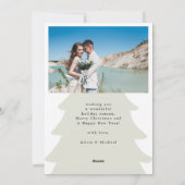 Merrily getrouwd pasgetrouwd foto groen Kerstmis Feestdagenkaart (Achterkant)