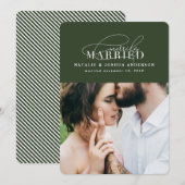 Merrily getrouwde huwelijksaankondiging feestdagenkaart (Voorkant / Achterkant)