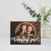 Merrily Lit Gelukkig Nieuwjaar Fotokaart Feestdagenkaart (Staand voorkant)