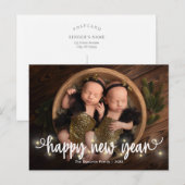 Merrily Lit Gelukkig Nieuwjaar Fotokaart Feestdagenkaart (Voorkant / Achterkant)