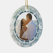 Merrily Married 2 Foto Blue Blauwgroen Bokeh Cheri Keramisch Ornament (Rechts)