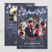 Merrily Married Christmas Paar Bloemenfoto Feestdagenkaart (Voorkant / Achterkant)