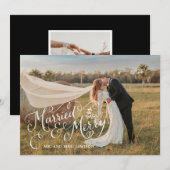 Merrily Married en Merry Photo Feestdagenkaart (Voorkant / Achterkant)