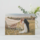 Merrily Married en Merry Photo Feestdagenkaart (Staand voorkant)
