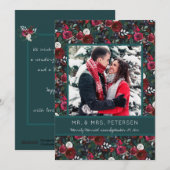 Merrily Married Green Bourgondië Kerstfoto Feestdagenkaart (Voorkant / Achterkant)