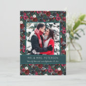 Merrily Married Green Bourgondië Kerstfoto Feestdagenkaart (Staand voorkant)