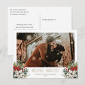 Merrily Married Newlywed Photo Feestdagenkaart (Voorkant / Achterkant)