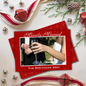 Merrily Married Pas getrouwd Kerstfoto Feestdagenkaart
