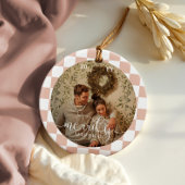 Merrily Married Retro Checkerboard Pas getrouwd Fo Keramisch Ornament