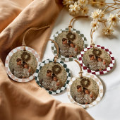 Merrily Married Retro Checkerboard Pas getrouwd Fo Keramisch Ornament