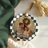 Merrily Married Retro Checkerboard Pas getrouwd Fo Keramisch Ornament