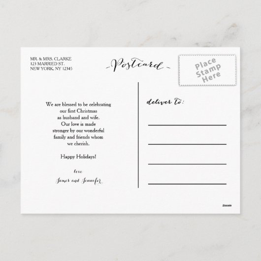 Merrily Marriott Christmas Photo Holiday Postcard Feestdagenkaart (Achterkant)