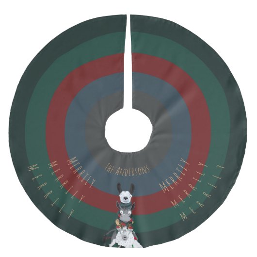 "Merrily Merrily" Ezel Llama & Schaap Kerstboom Rok (Voorkant)