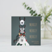 "Merrily Merrily" Feestelijke Grappige Turquoise Feestdagenkaart (Staand voorkant)