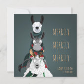 "Merrily Merrily" Feestelijke Grappige Turquoise Feestdagenkaart (Voorkant)