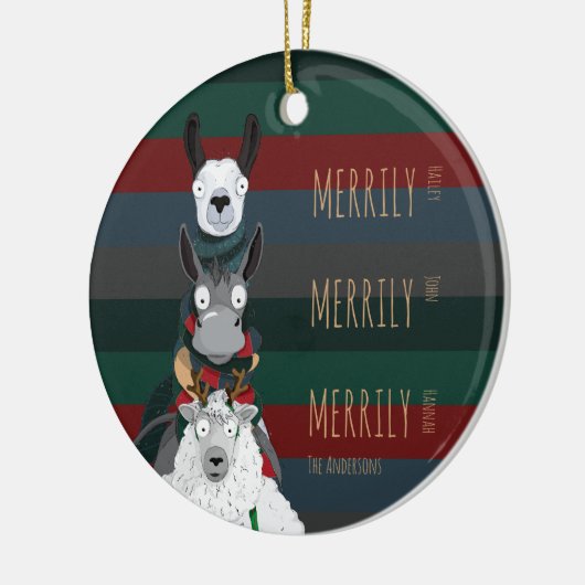 Merrily Merrily Funny gepersonaliseerd Keramisch Ornament (Links)