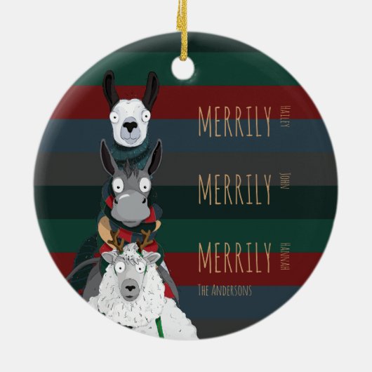 Merrily Merrily Funny gepersonaliseerd Keramisch Ornament (Achterkant)