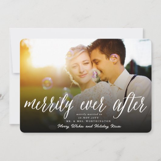 Merrily ooit na het Huwelijk van de Foto van Feestdagenkaart (Voorkant)