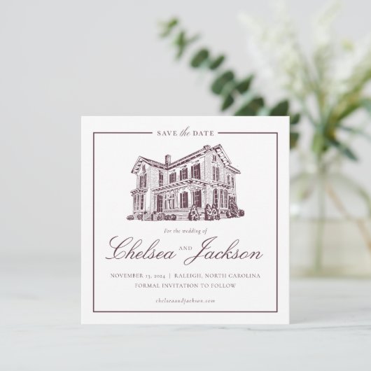 Merrimon-Wynne House Sketch Bewaar de datum Save The Date (Staand voorkant)