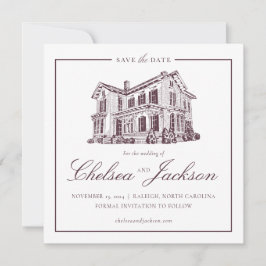 Merrimon-Wynne House Sketch Bewaar de datum Save The Date