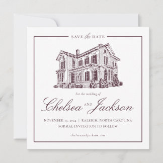 Merrimon-Wynne House Sketch Bewaar de datum Save The Date