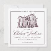 Merrimon-Wynne Huis Schets Bewaar de Datum Save The Date (Voorkant)