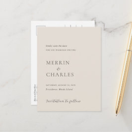 Merrin Beige Elegant Wedding Save the Date Aankondigingskaart