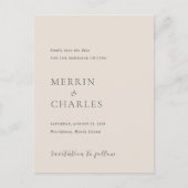 Merrin Beige Elegant Wedding Save the Date Aankondigingskaart (Voorkant)