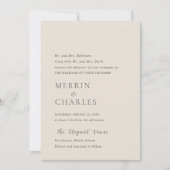 Merrin Beige Elegante bruiloft Kaart (Voorkant)