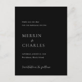 Merrin Black Elegant Wedding Save the Date Aankondigingskaart (Voorkant)