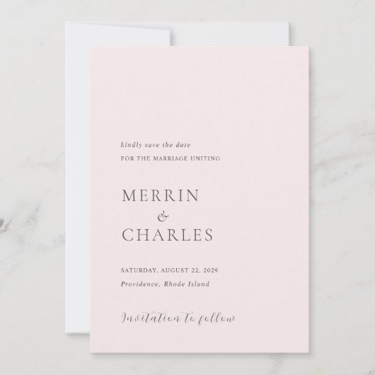 Merrin Blush Elegant Wedding Save The Date (Voorkant)