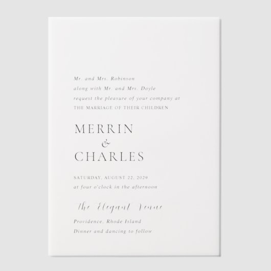 Merrin Elegant Wedding Vellum Uitnodigingen (Voorkant)