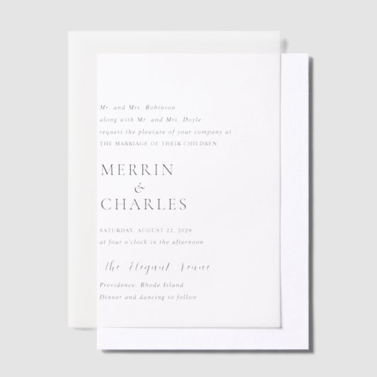 Merrin Elegant Wedding Vellum Uitnodigingen (Offset)