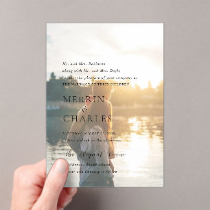 Merrin Foto Elegant Huwelijk Acryl Uitnodigingen