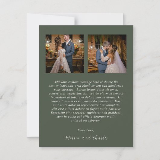 Merrin Moss Elegant Wedding Bedankkaart (Achterkant)