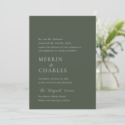 Merrin Moss Elegant Wedding Kaart (Staand voorkant)