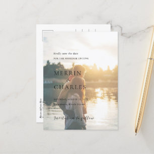 Merrin Photo Elegant Wedding Sla de datum op Aankondigingskaart