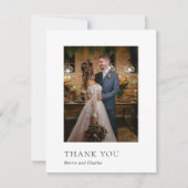 Merrin Zwart-wit Elegante bruiloft Bedankkaart (Voorkant)