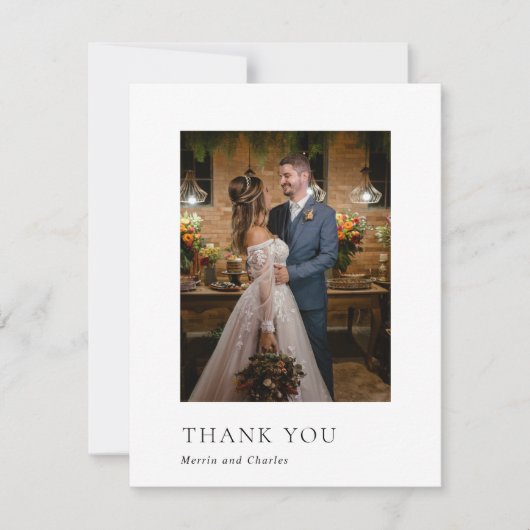 Merrin Zwart-wit Elegante bruiloft Bedankkaart (Voorkant)