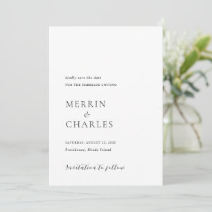 Merrin Zwart-wit Elegante bruiloft Save The Date
