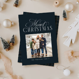 Merrist Christmas eenvoudig elegant marineblauw fo Feestdagenkaart