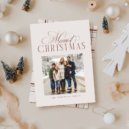 Merrist Kerstmis eenvoudig elegant neutraal foto Feestdagenkaart
