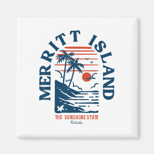 Merritt Island Florida Retro Surfer Vintage Strand Magneet