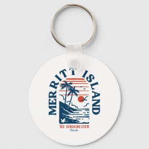 Merritt Island Florida Retro Surfer Vintage Strand Sleutelhanger