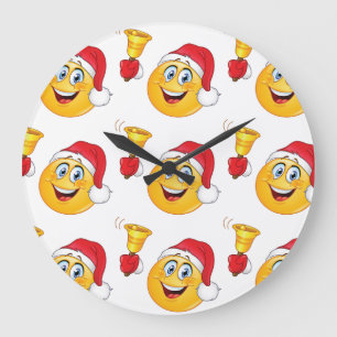 MERRRRRY CHRISTMAS MET SANTA EMOJI CLOCK GROTE KLOK